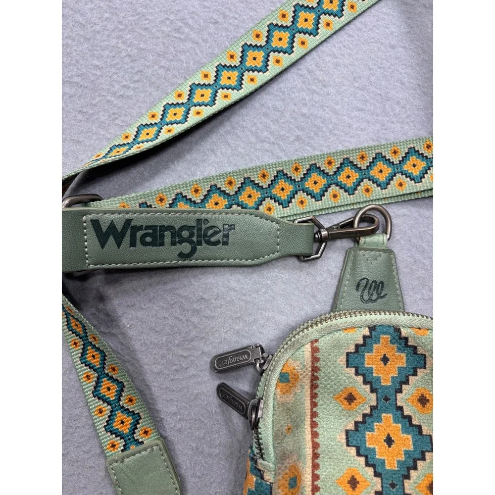 Wrangler Sling Bag Small Mint Green Southwestern Aztec‎ Print Crossbody
